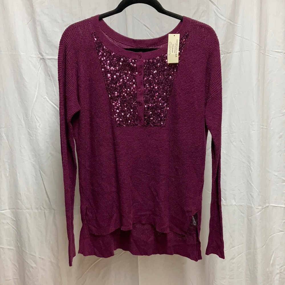 American Eagle Outfitters | Burgundy Waffle Sweater